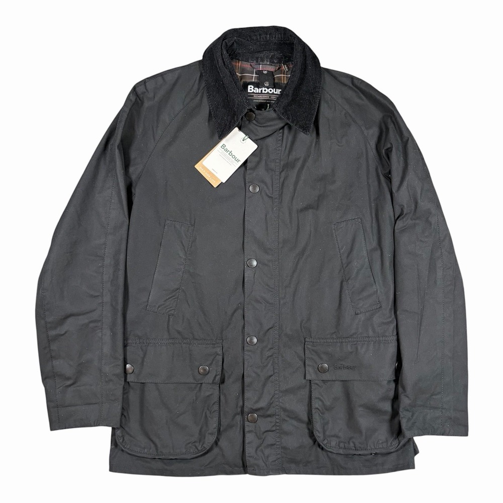 Barbour Ashby Waxed Jacket Original Tartan Mens M Black Sylkoil Finish Coat NWT